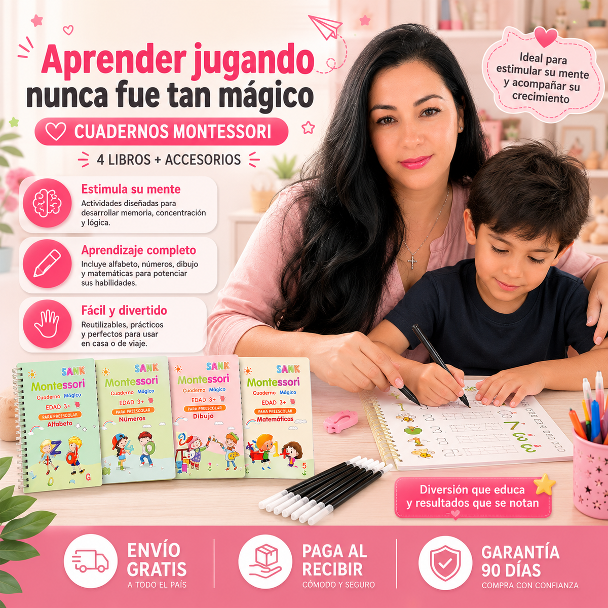 4 Cuadernos Mágicos Montessori para Practicar Todos los Días